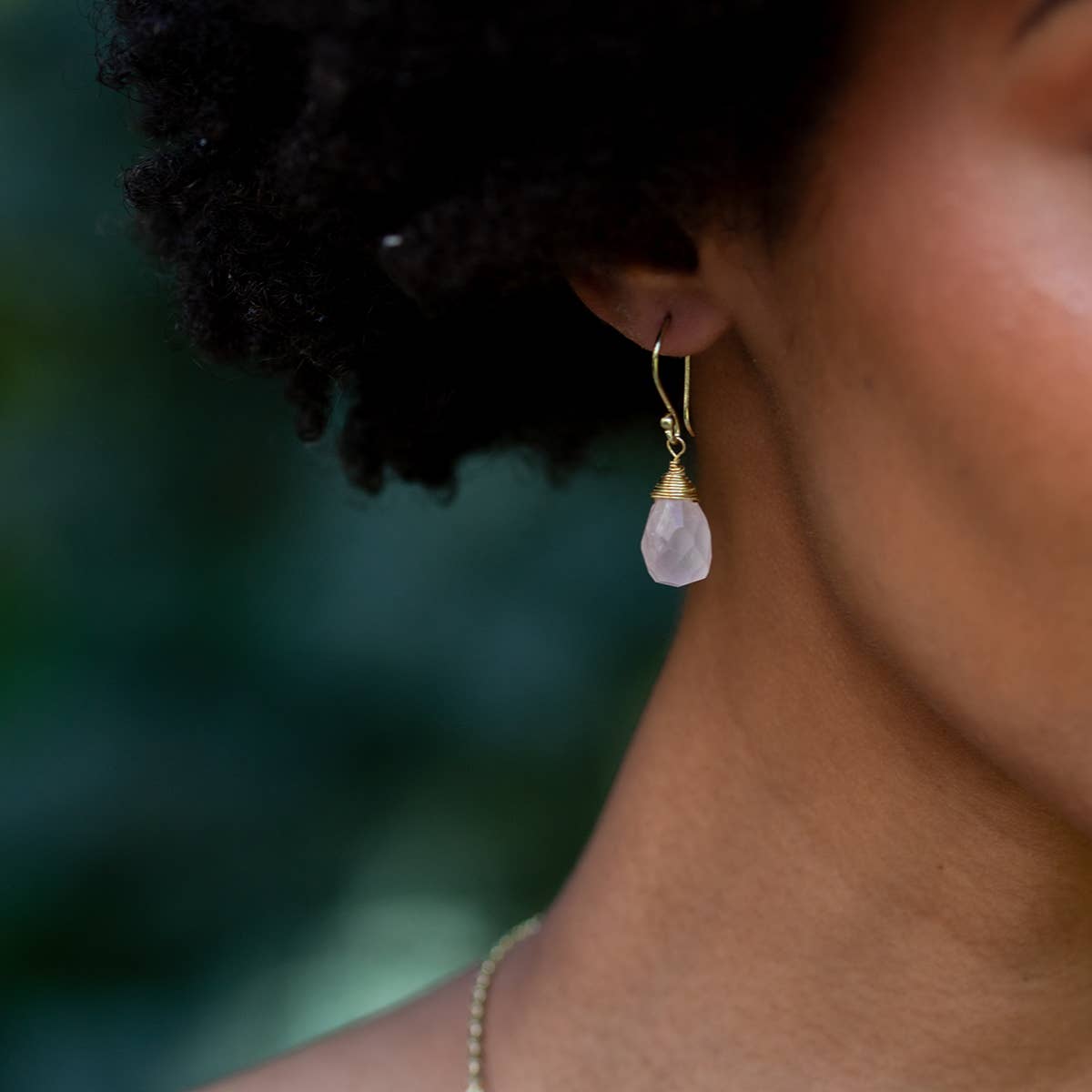 Gold-Plated Rose Quartz Teardrop Earrings