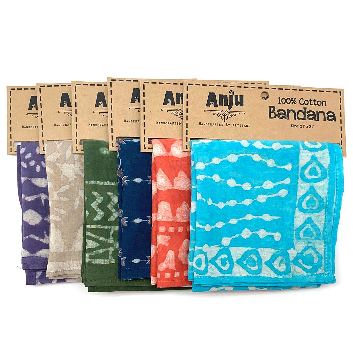 Assorted Scarves Prepack - 12 Block-Printed Cotton Bandanas