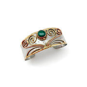 Narrow Mixed Metal Cuff Bracelet - Malachite