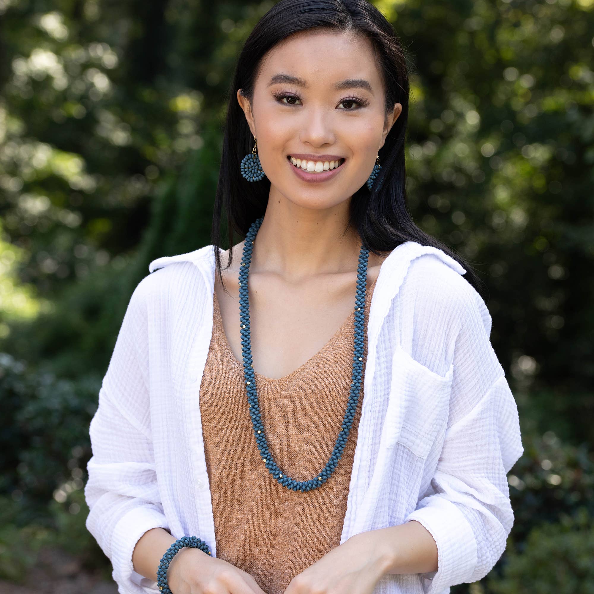 Sachi Chromatic Hues Rope Necklace  - Blue