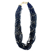 Seed Bead Multi-Strand Bib Necklace - Navy
