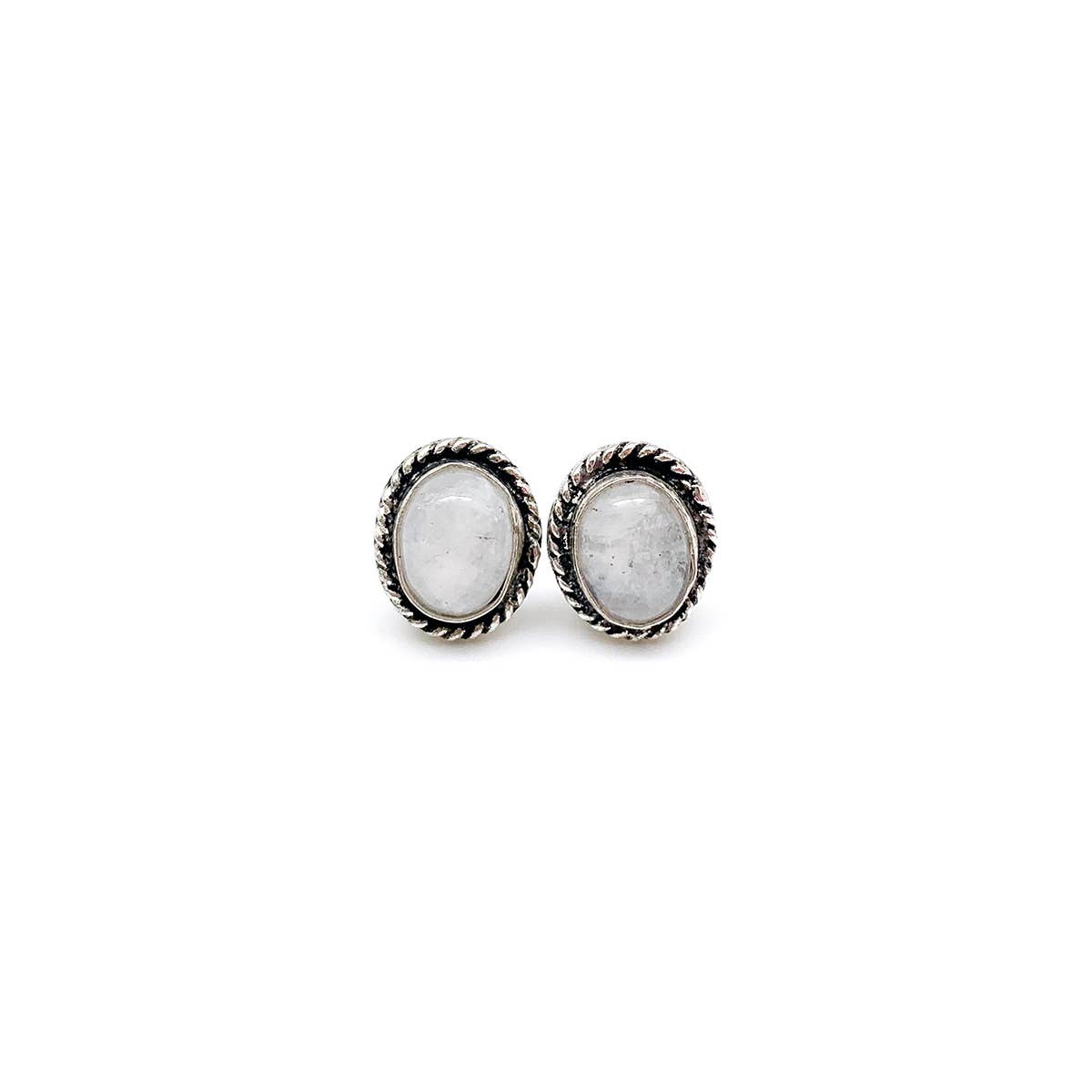 Handcrafted Semiprecious Stone Post Earrings - Moonstone