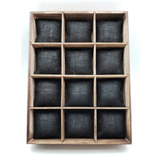 Wooden Tray and Black Burlap Cushions