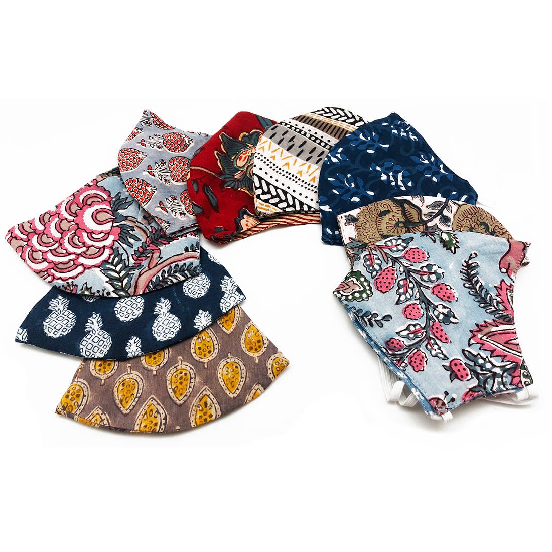 Cotton Fitted Face Masks Set of 12