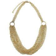 Brass Chain-Link Necklace - Multi-Layered Bib Necklace