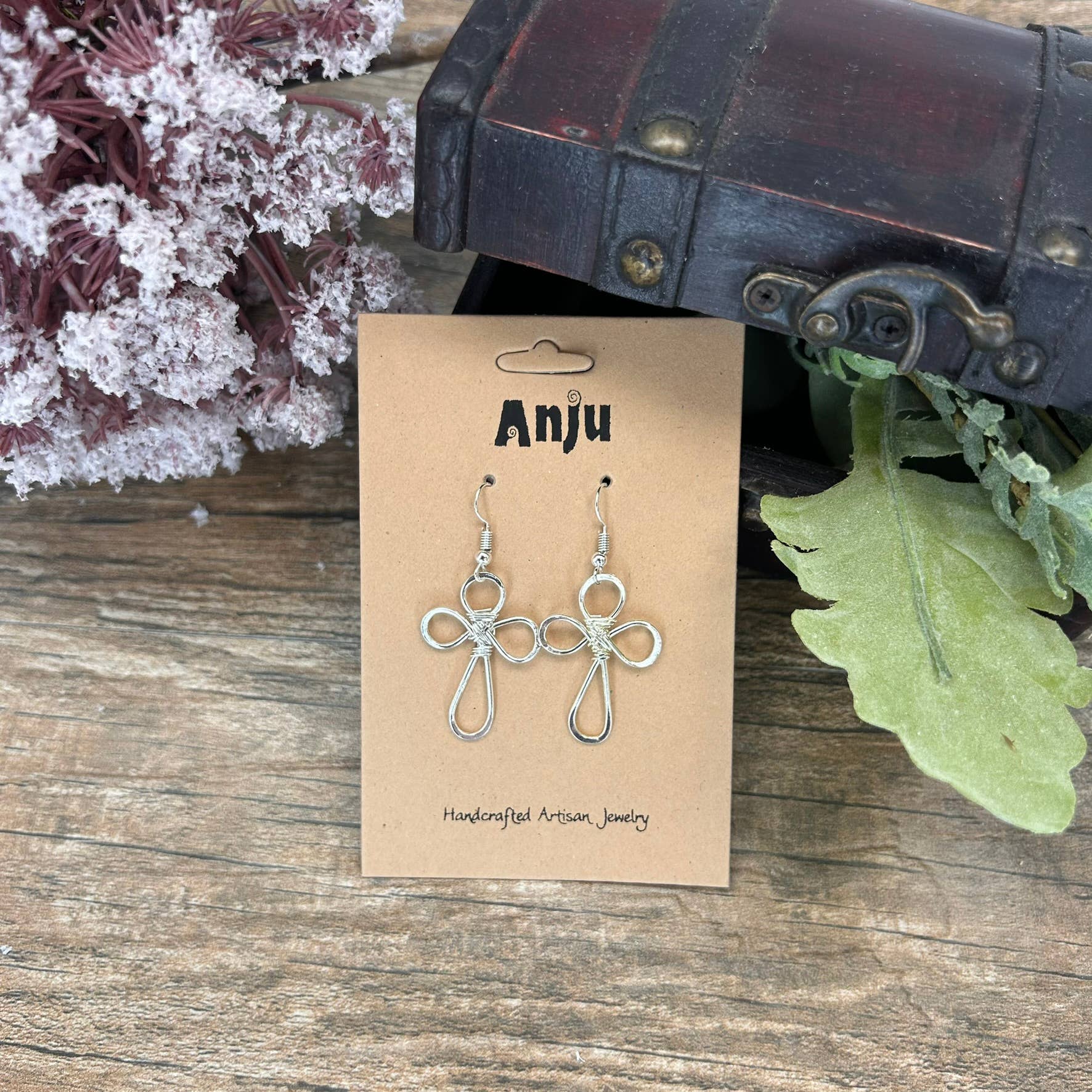 Silver Plated Earrings - Smaller Size Rounded Cross