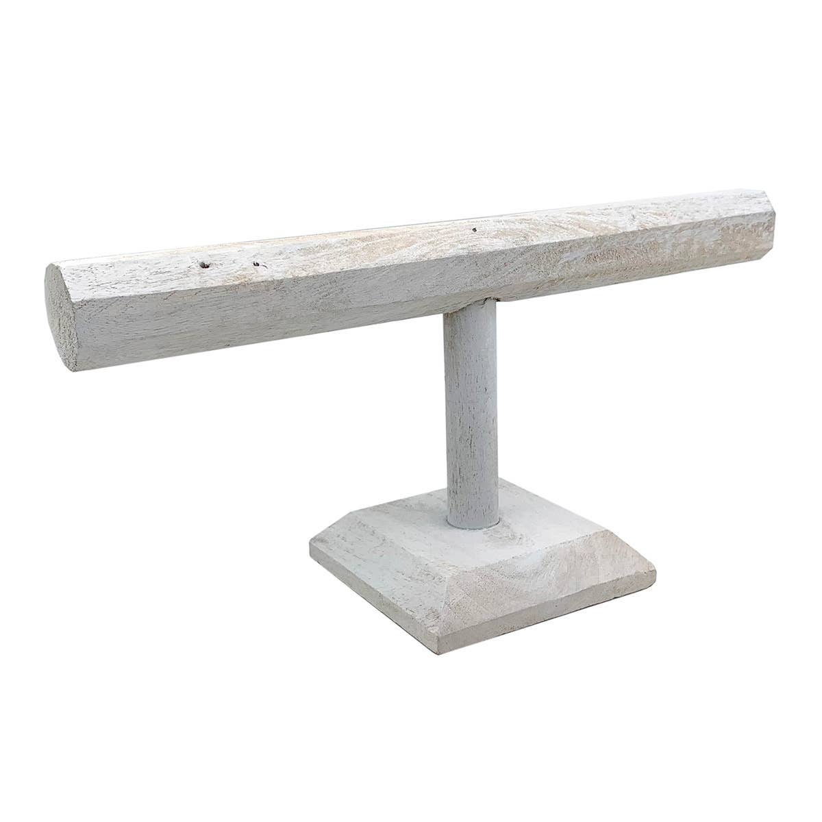 Short Hexagon T-Bar Wooden Display - White