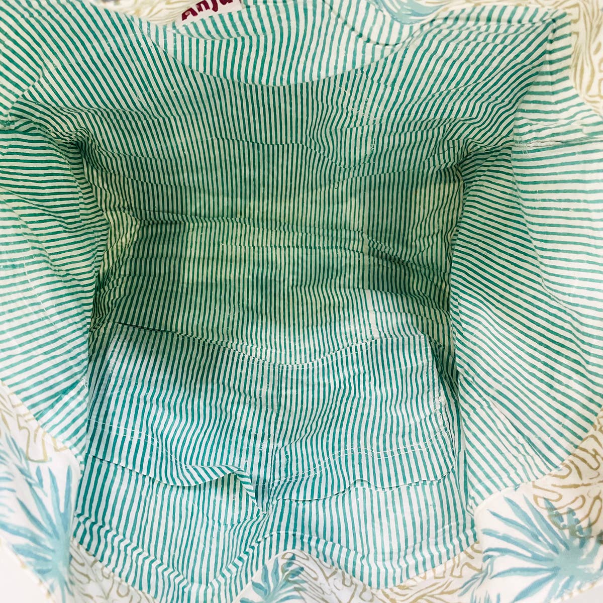 Handcrafted Canvas Bag with Block-Printed Paradise Palms