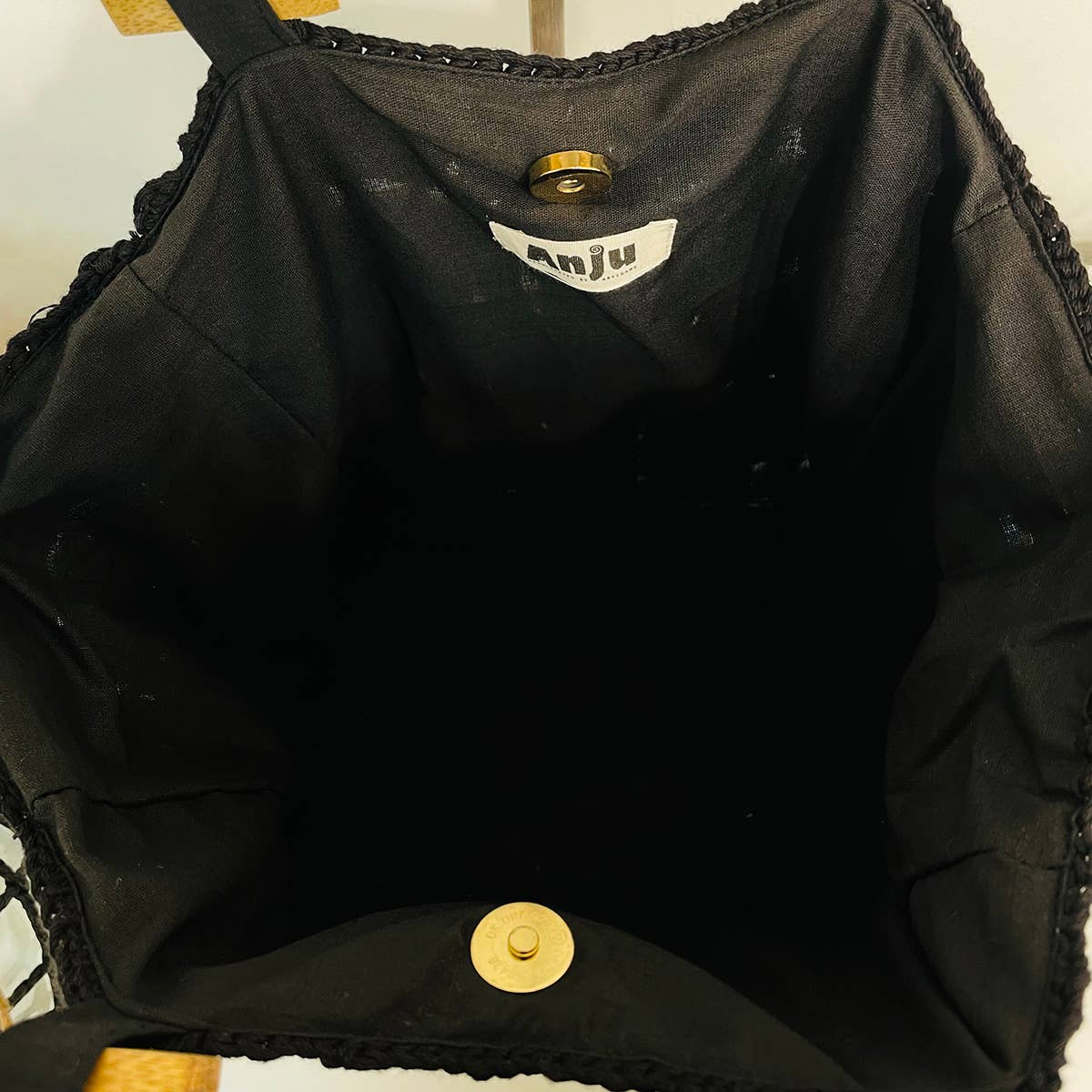 Laya Black Cotton Crochet Tote Bags