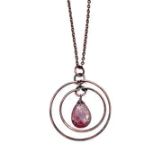 Banjara Necklace - Copper Rings and Strawberry Quartz