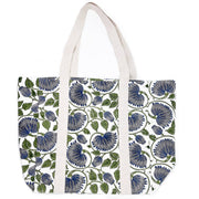 Handcrafted Canvas Bag with Block-Printed Blue Mist