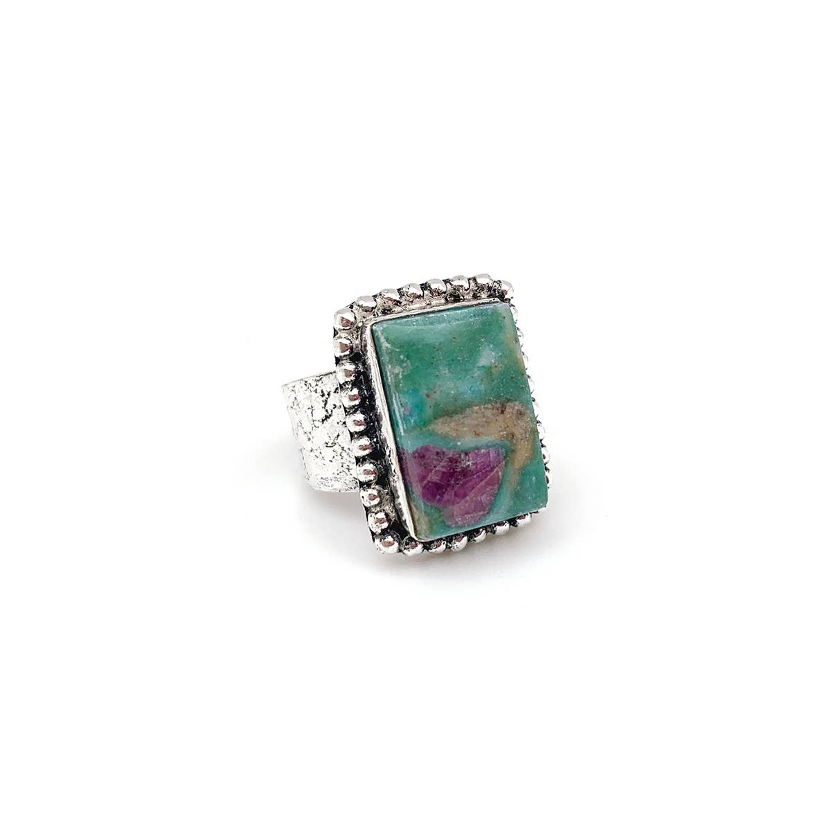 Handcrafted Kashi Semiprecious Stone Ring - Ruby Fuchsite