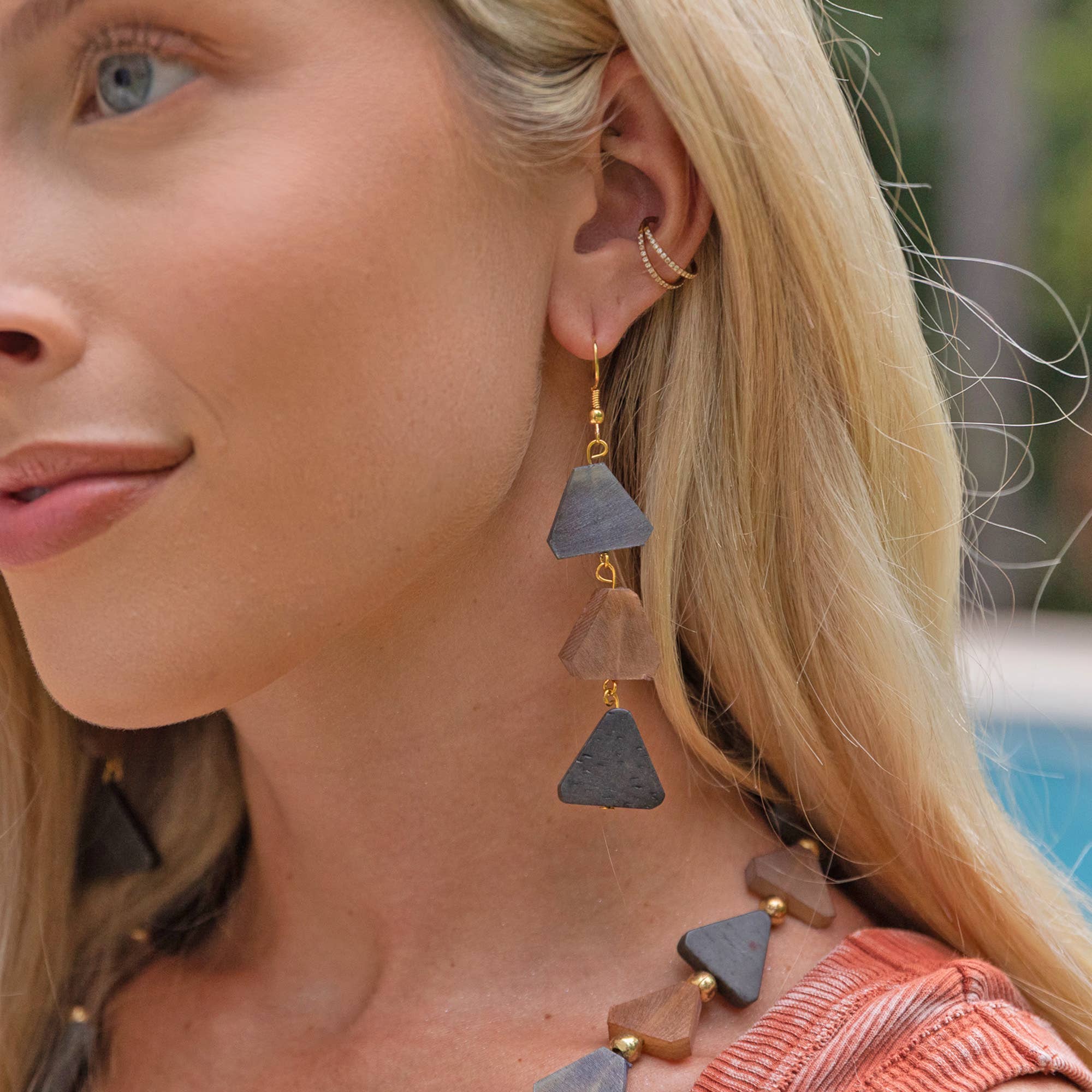 Omala Autumn Neutrals Earrings - Triangle Drop