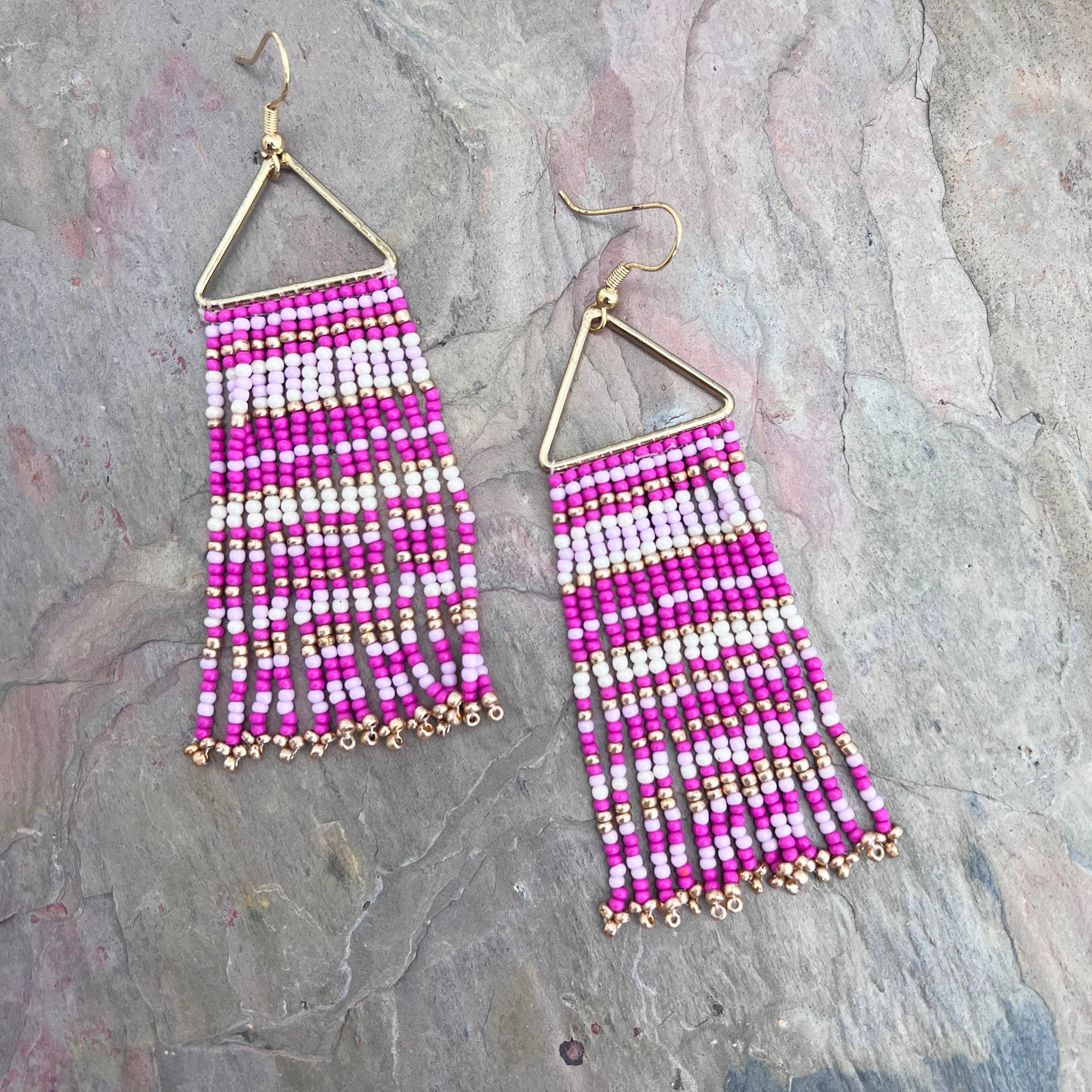 Seed Bead Color Waterfall Earrings - Multiple Color Styles