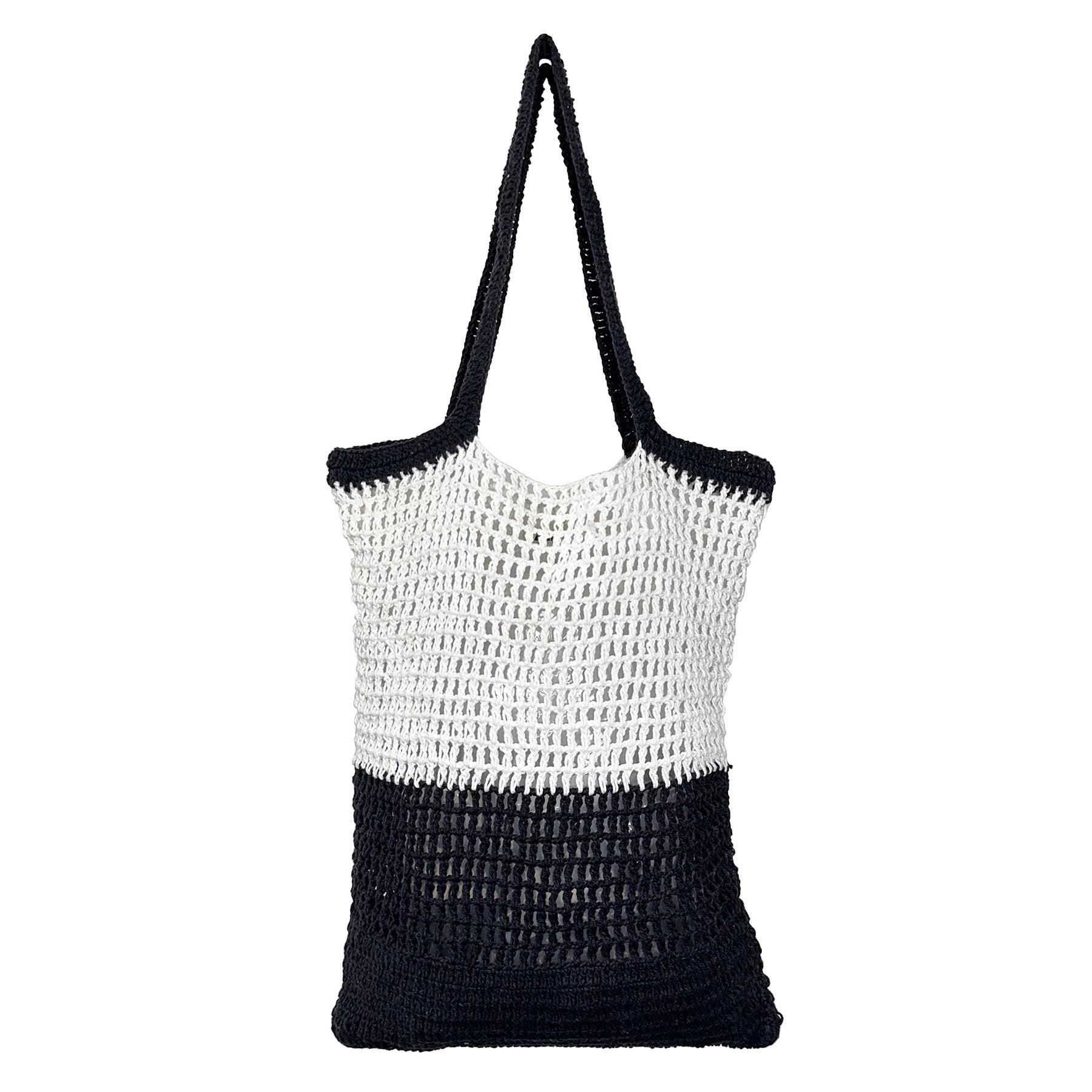 Ella Woven Cotton Market Tote Bags - Black
