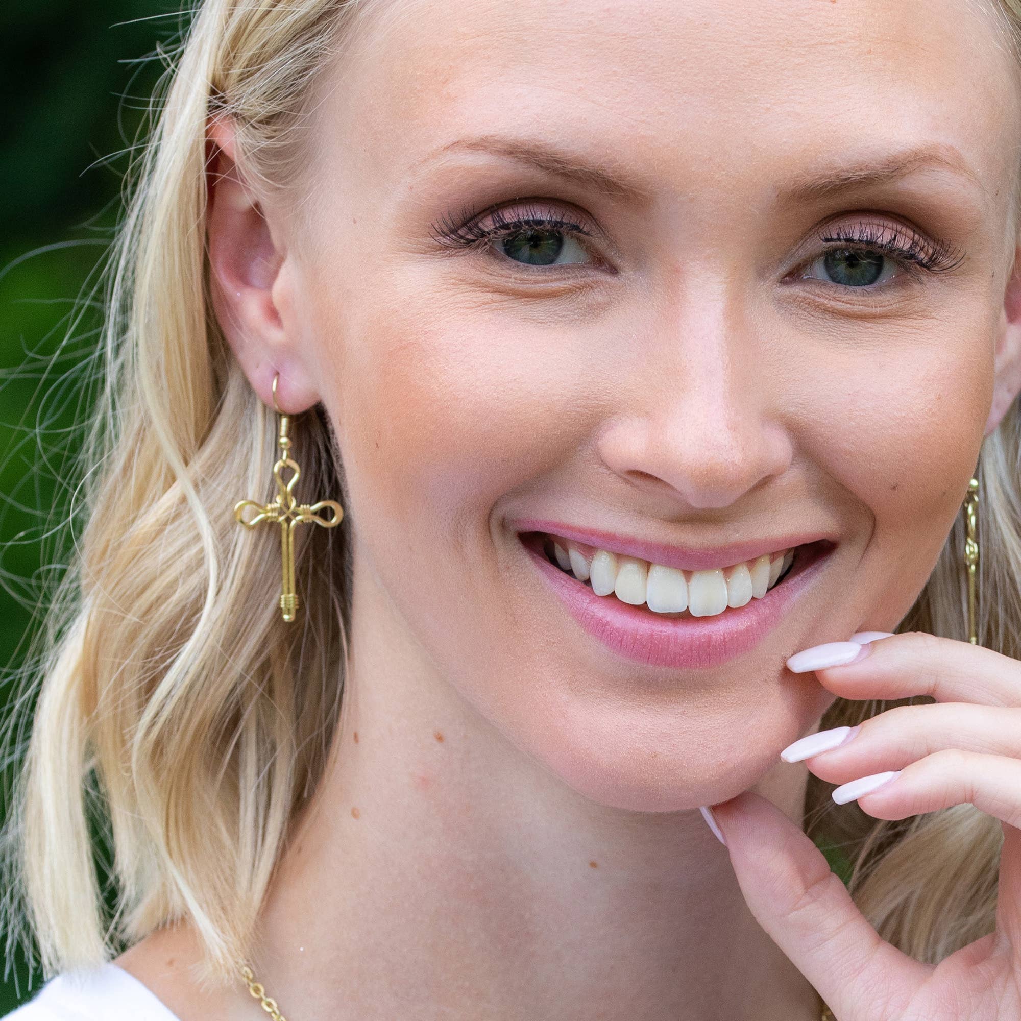 Gold Plated Earrings - Smaller Size Pointed Cross