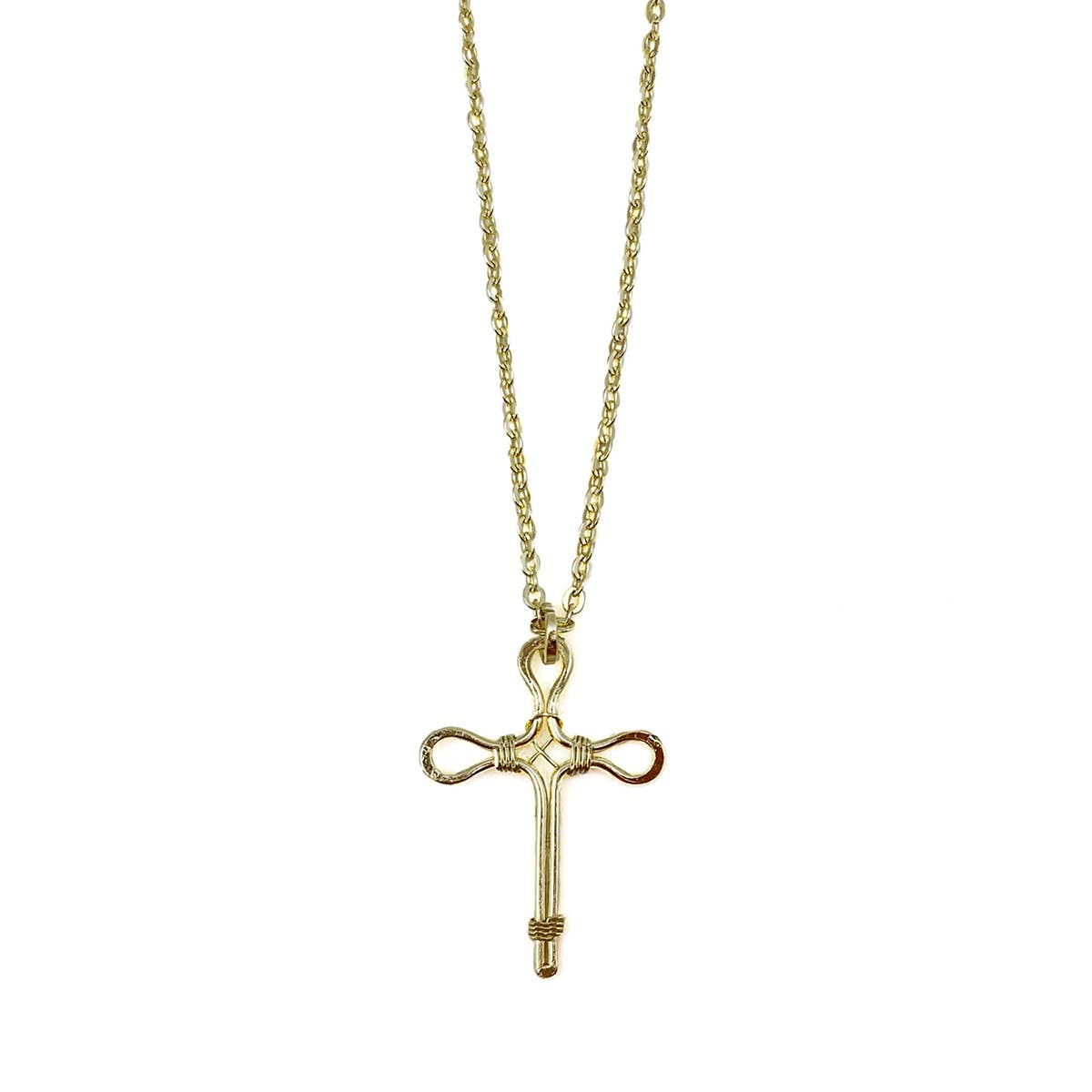 Gold Plated Necklace - Smaller Size Pointed Cross