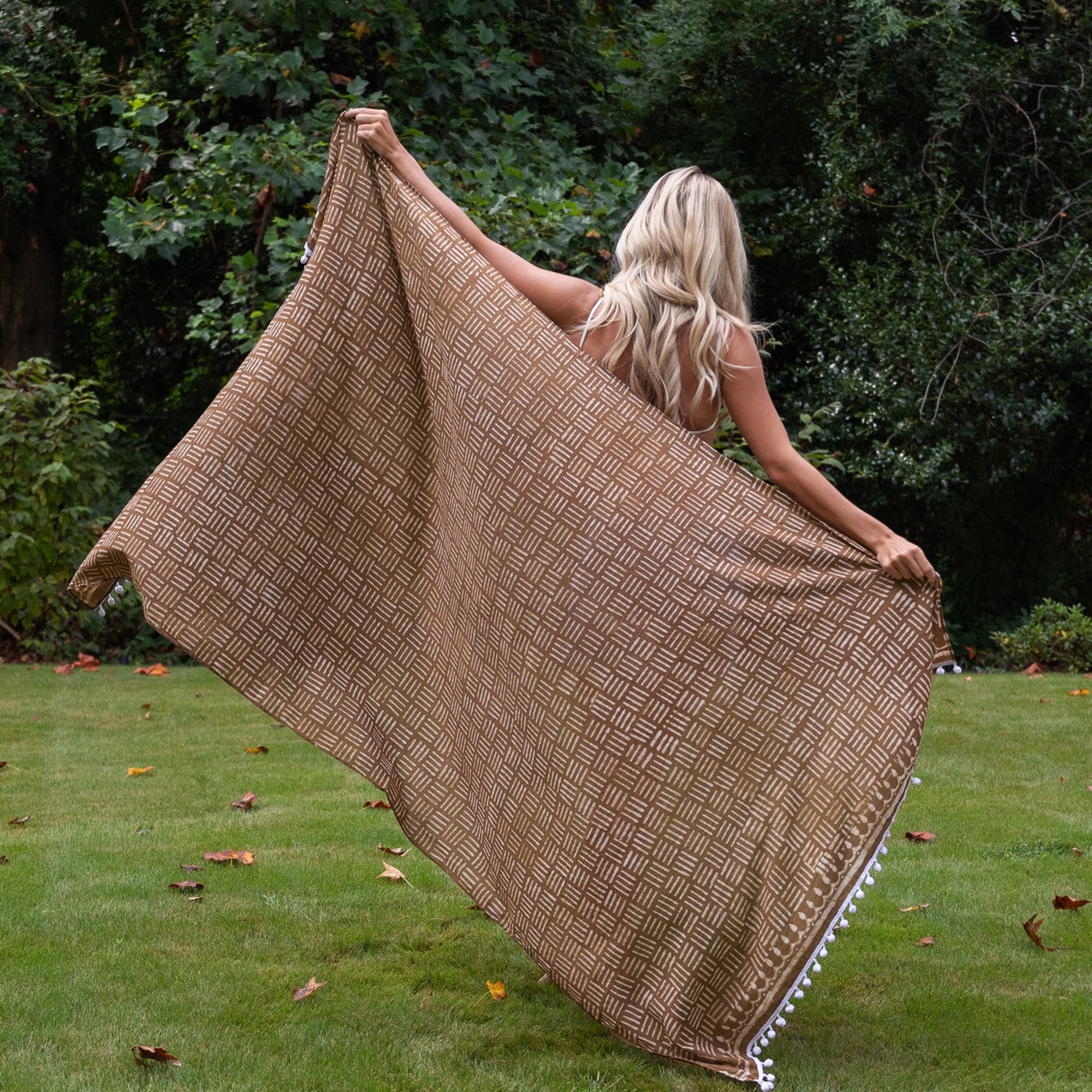 Handcrafted Cotton Sarong - Brown Basketweave