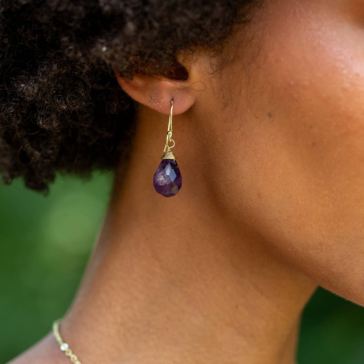 Gold-Plated Amethyst Teardrop Earrings
