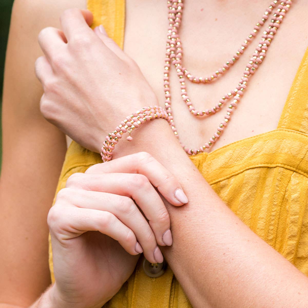 Sachi Mulberry Mix Bracelet - Small Coil Light Pink