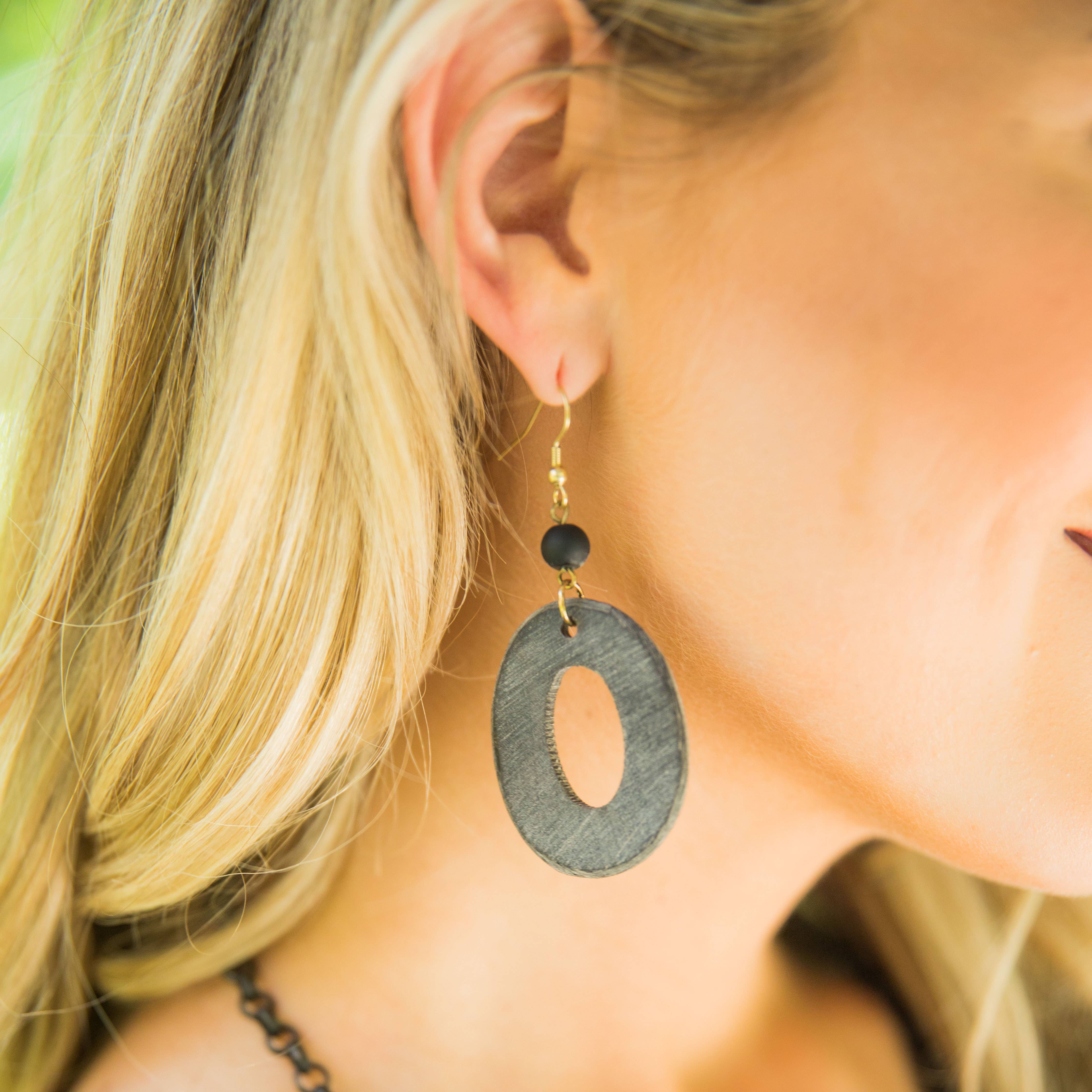 Omala Autumn Neutrals Collection Earrings - Oval and Bead