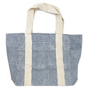 Block Printed Canvas Tote - Black Zigzag