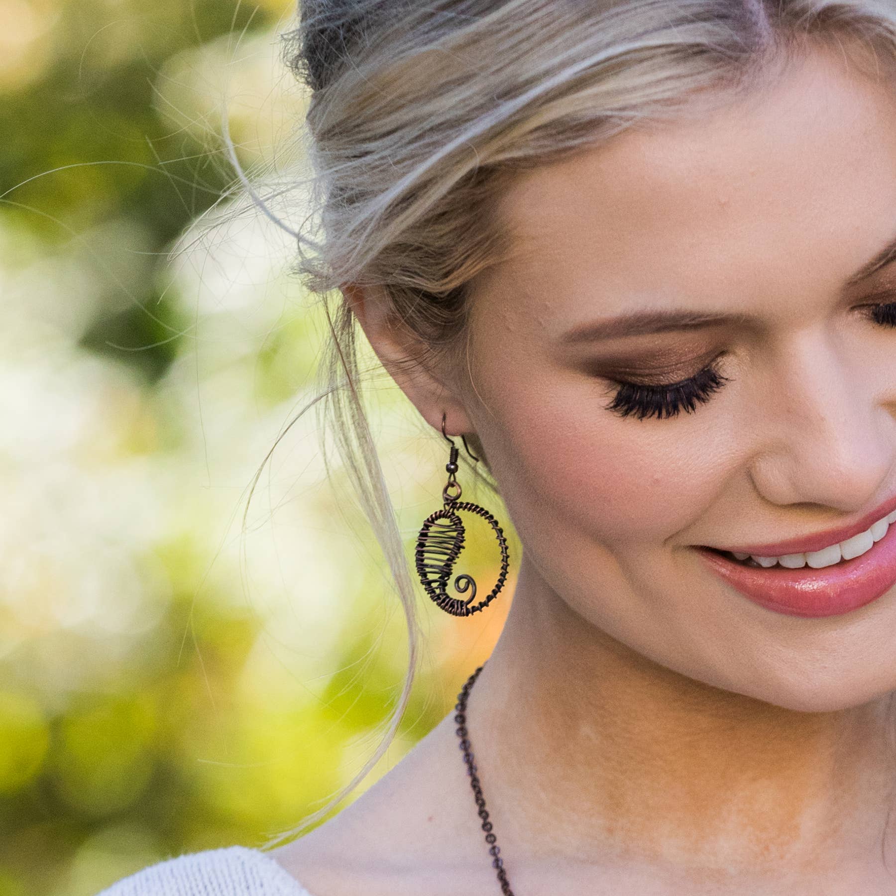 Banjara Wire Wrapped Copper Yin Yang Earrings