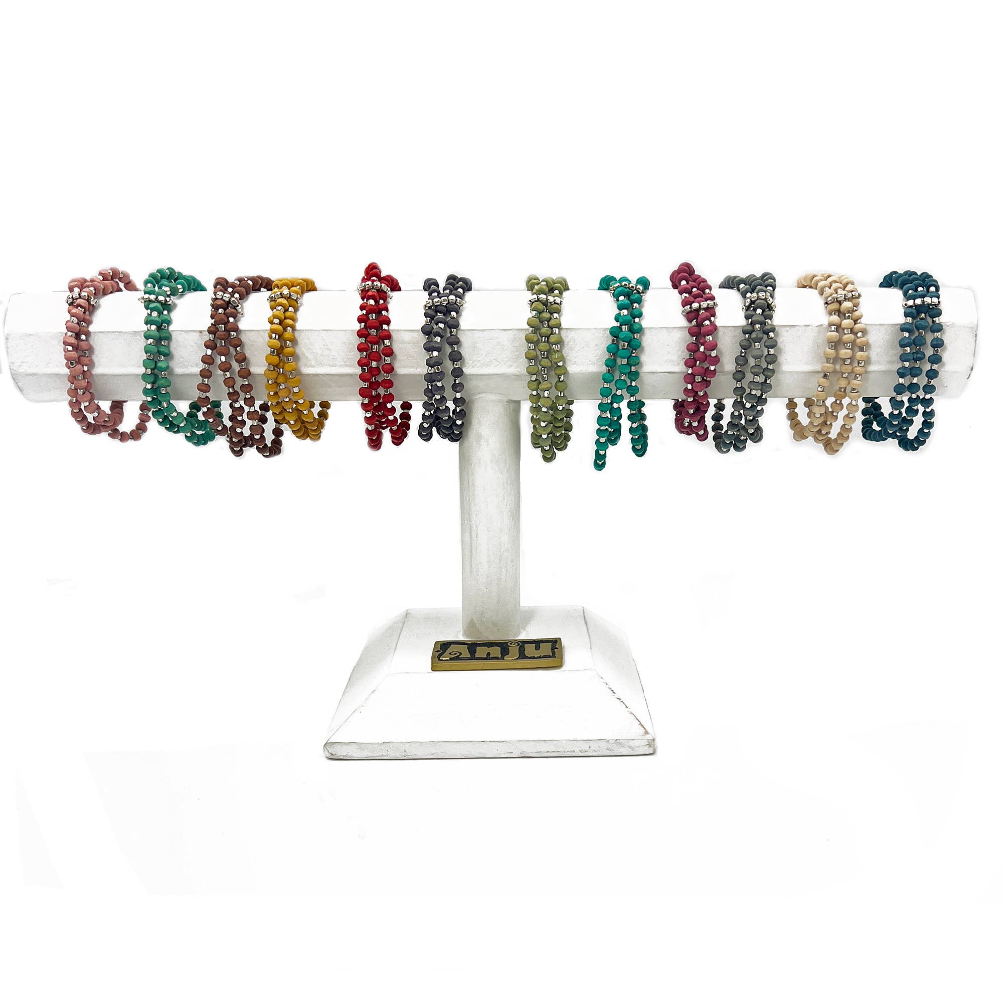Handcrafted Wood Bead Wrap Bracelet Prepack with Display