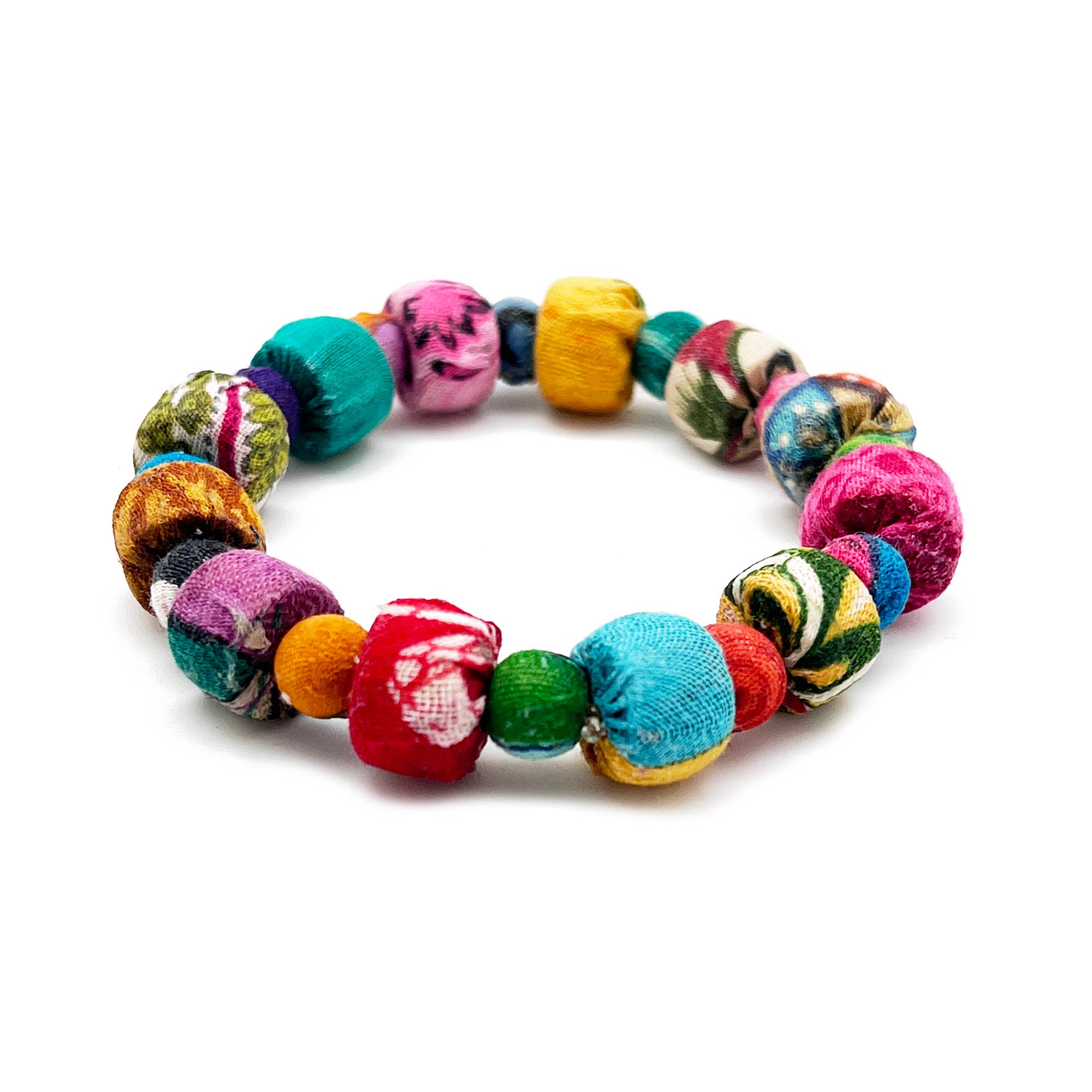 Small Aasha Bracelet - Elastic Square Round Bead Bracelet