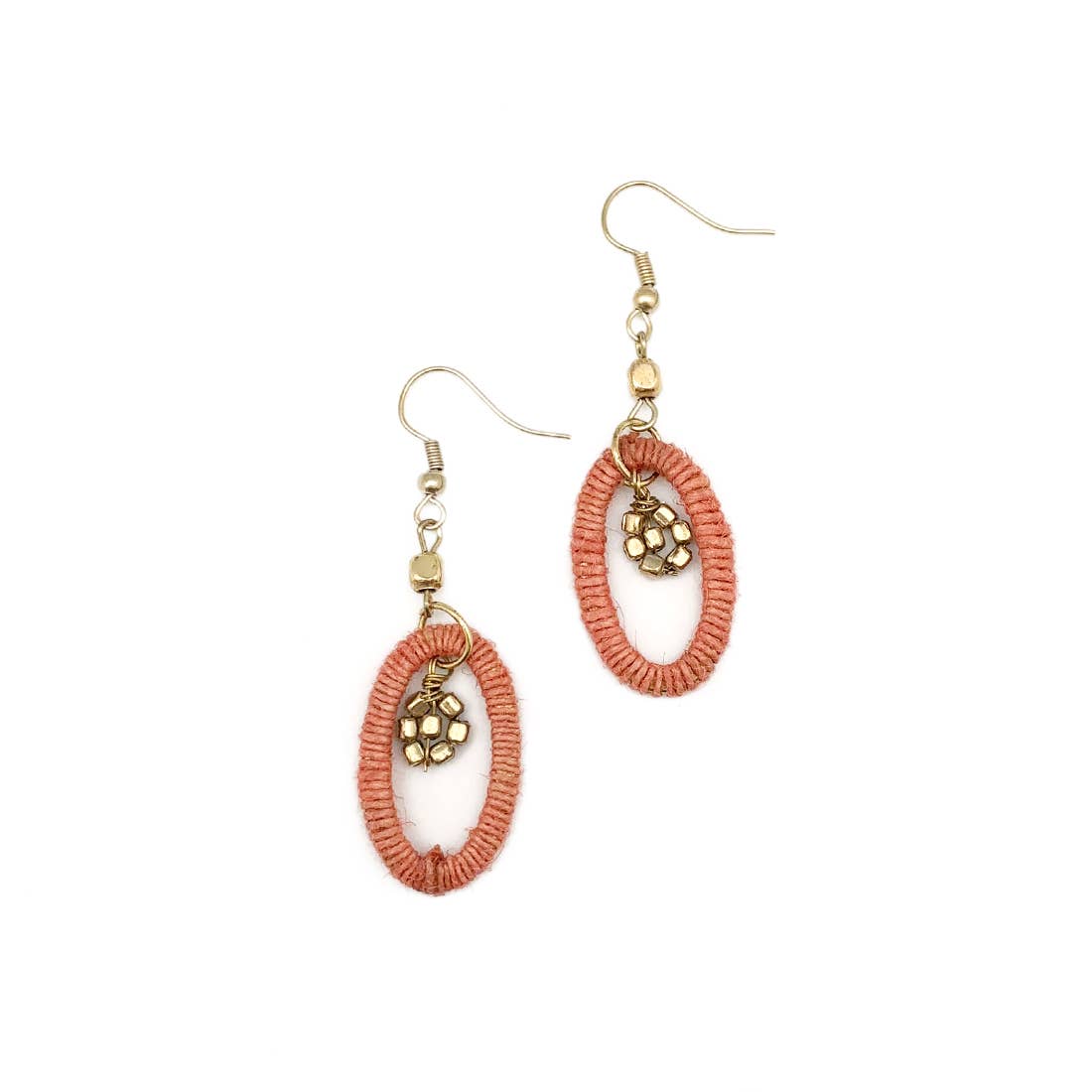 Sachi Terracotta Collection Earrings - Oval, Gold Clusters