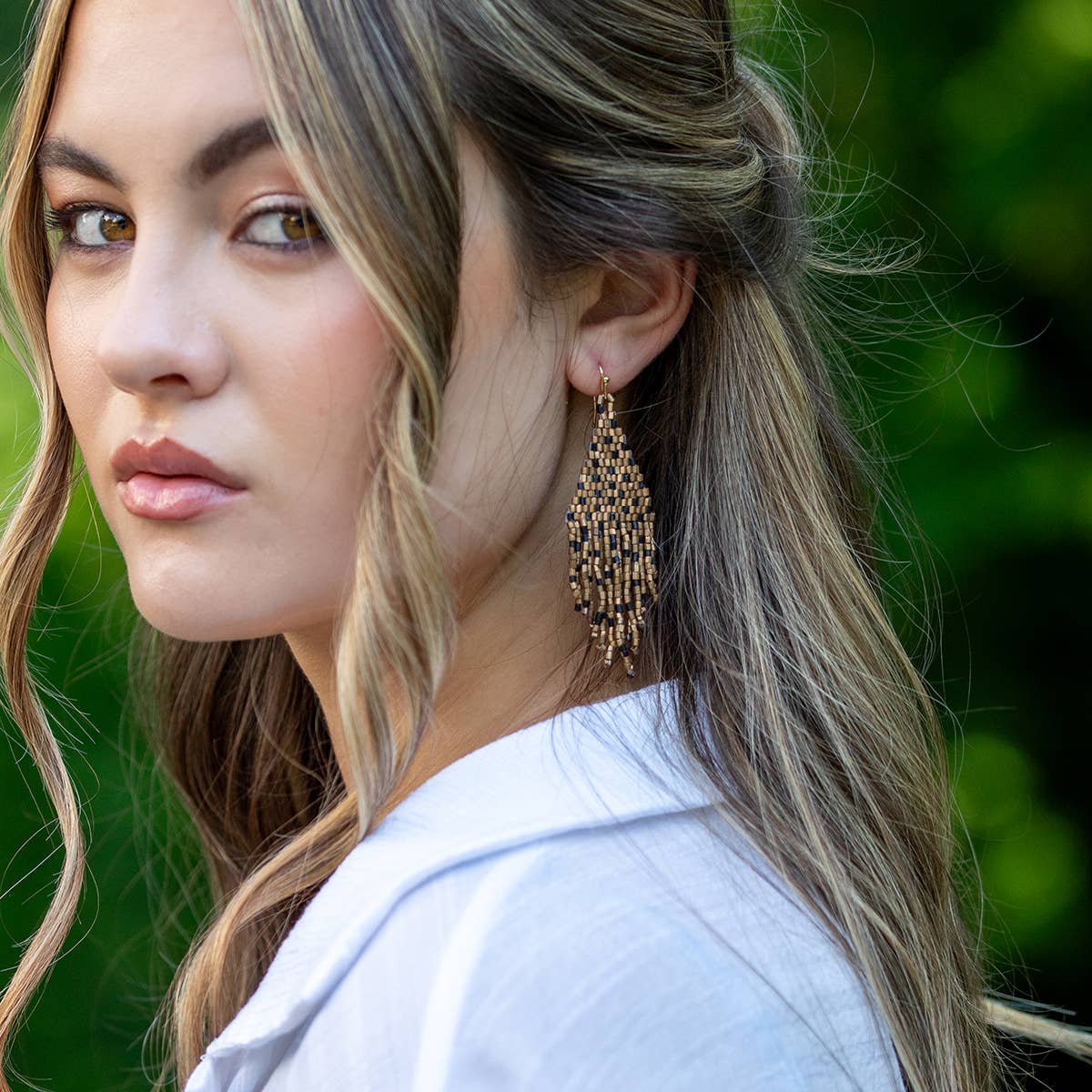 Seed Bead Fringe Earrings - Multiple Color Styles