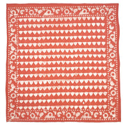 Block Printed Bandana - Red Orange Triangles Abstract Border