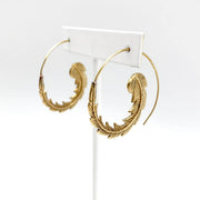 Tanvi Collection Earrings - Gold Curled Feather Open Hoop