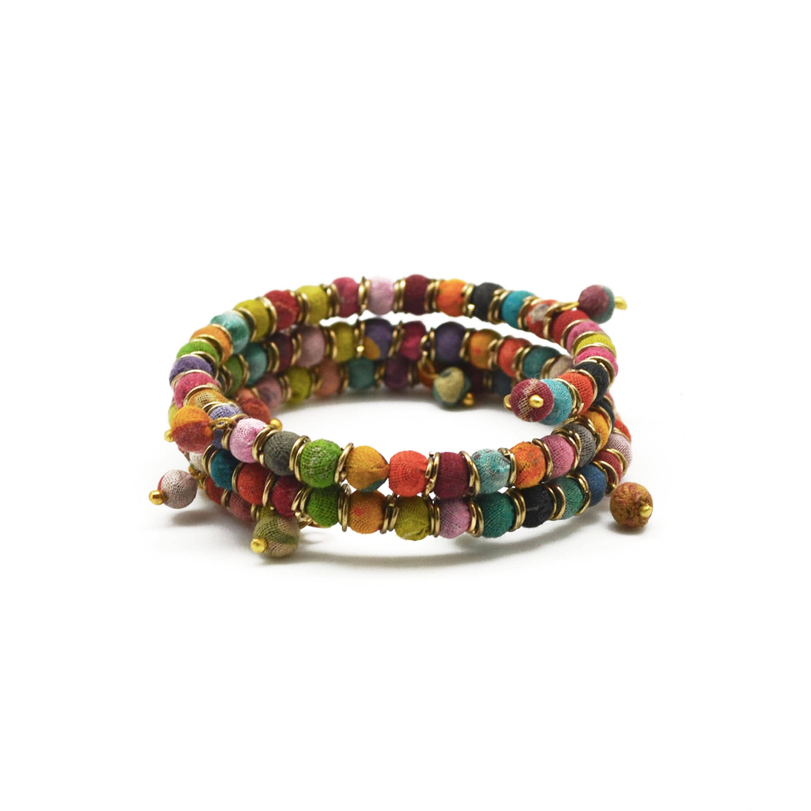 Aasha Kantha Beaded Ends Handcrafted Bracelet