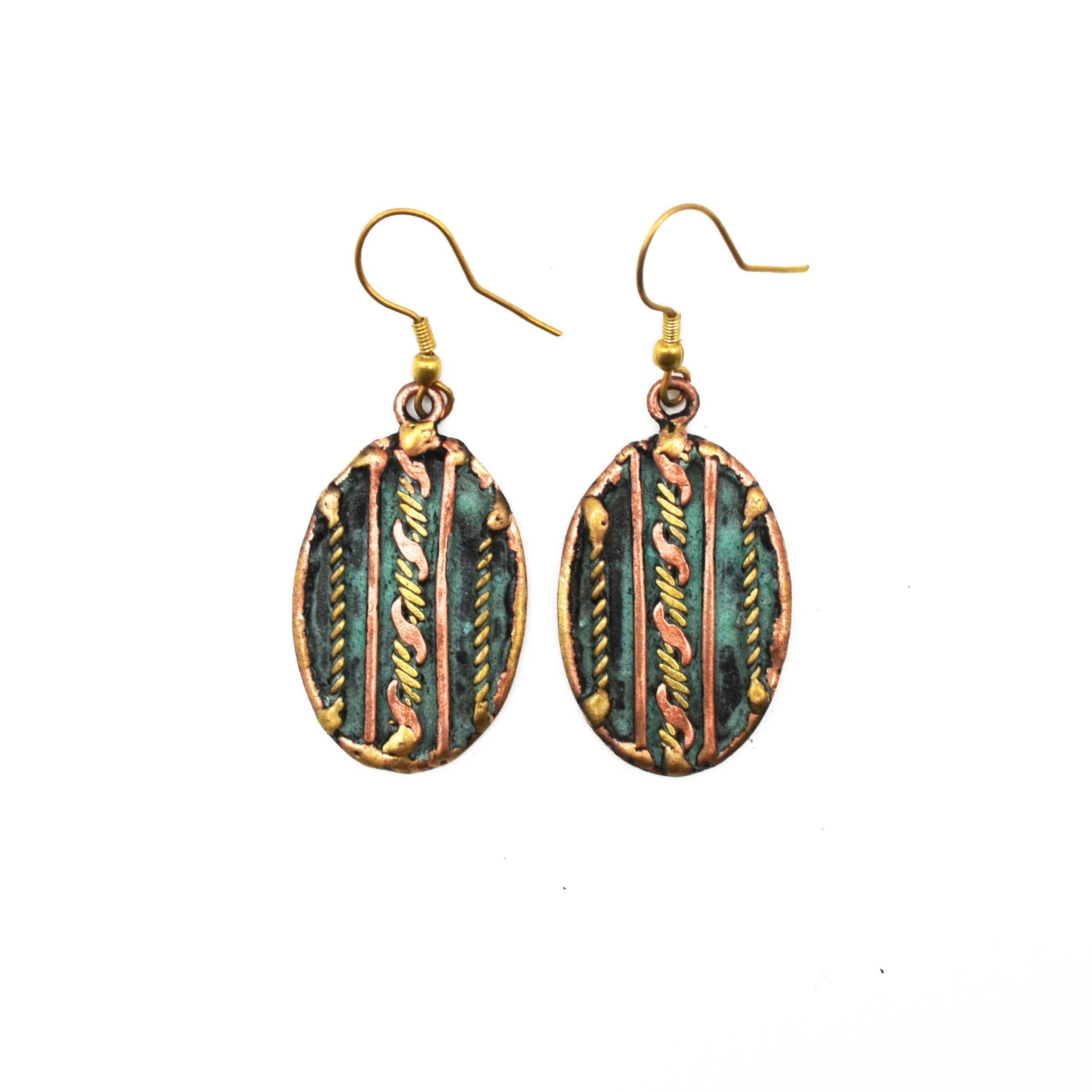 Brass Patina Waves Earrings