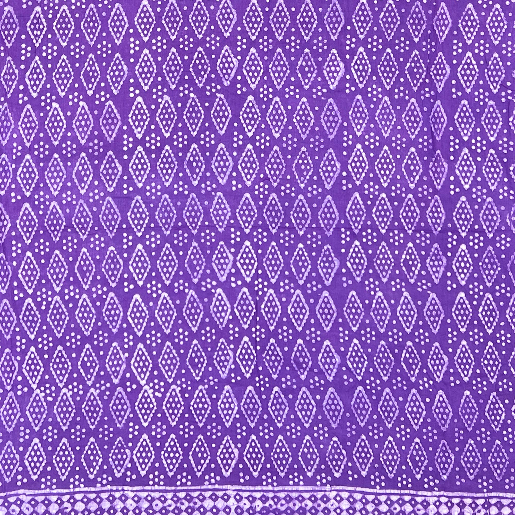 Handcrafted Cotton Sarong - Purple Geometric
