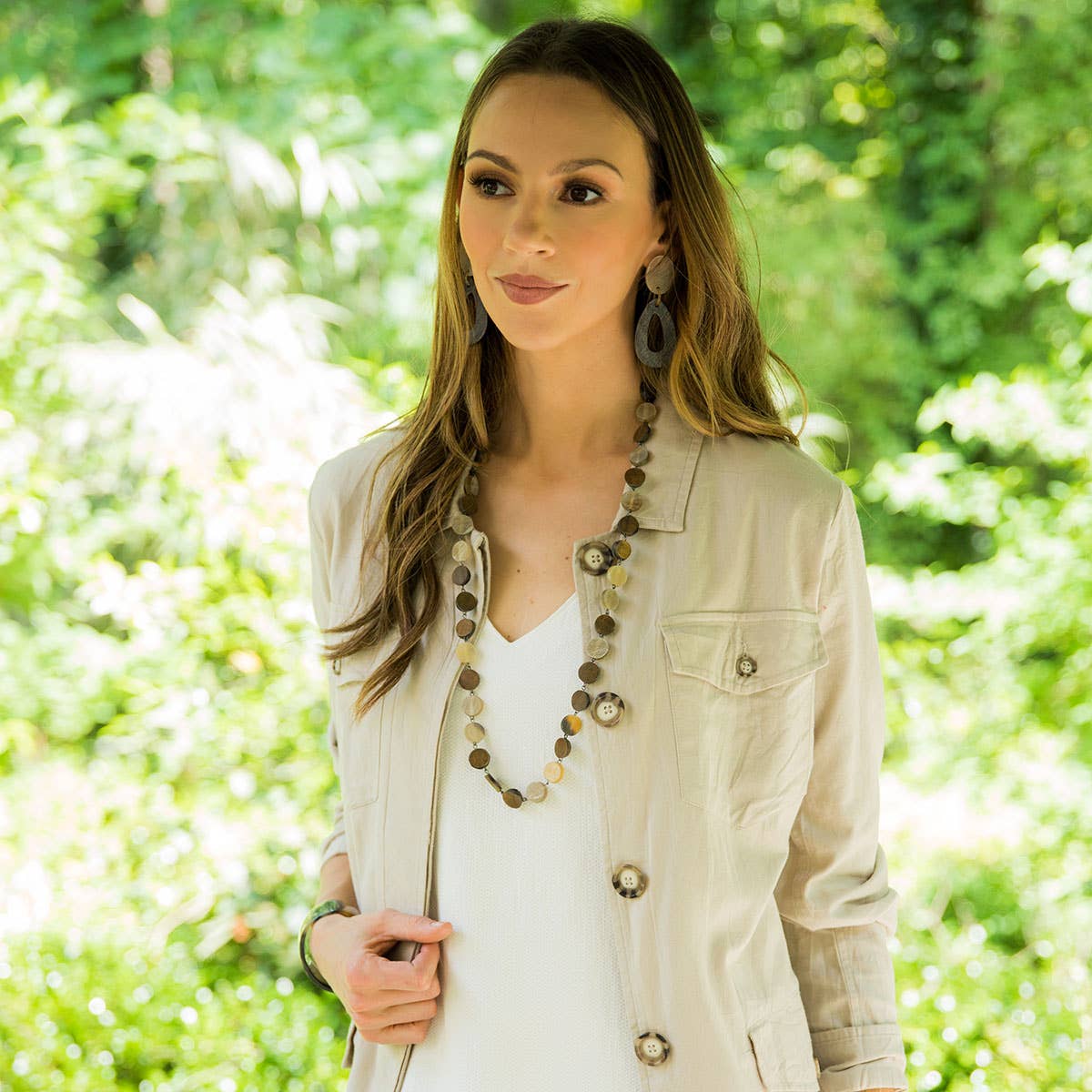 Omala Autumn Neutrals Collection Necklace - Long Round Beads