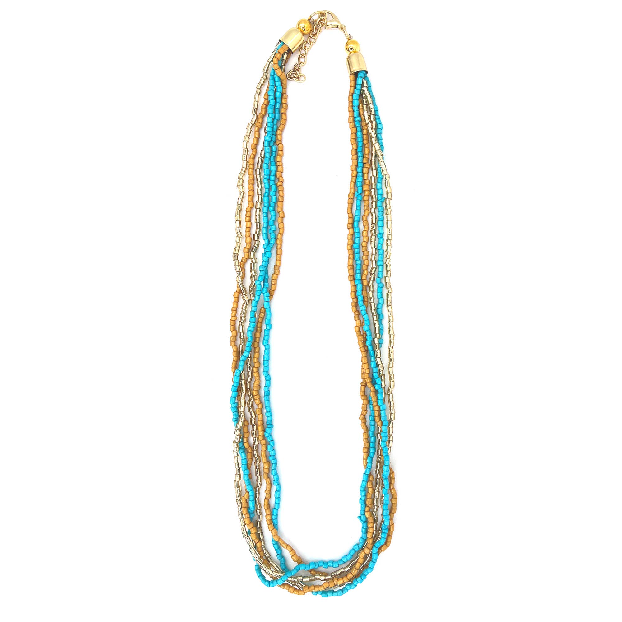 Seed Bead Multi-Strand Bib Necklace - Multiple Color Styles
