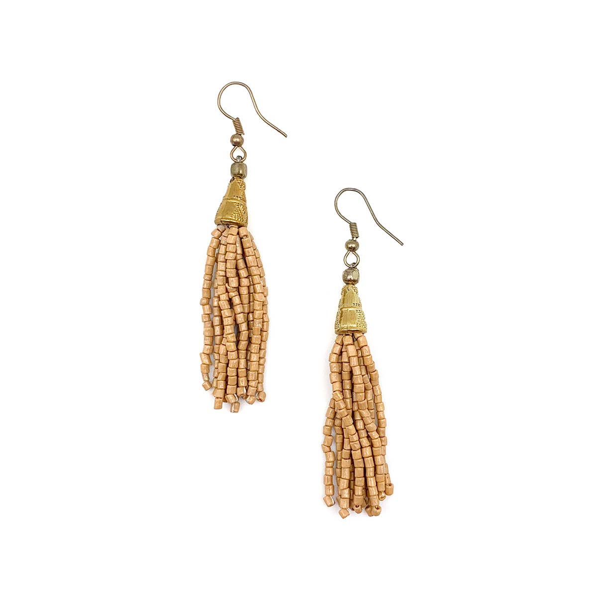 Sachi Island Waterfalls Earrings - Tan Solid Tassel