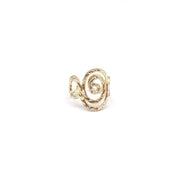 Gold Plated Adjustable Ring - Spiral Oval with Circles