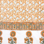 Block Printed Cotton Scarf - White with Yellow Flowers
