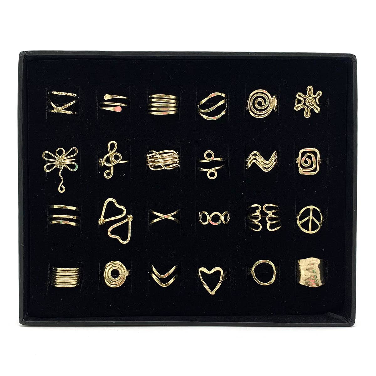 Gold Adjustable Rings Prepack - 24 Rings (No Display)