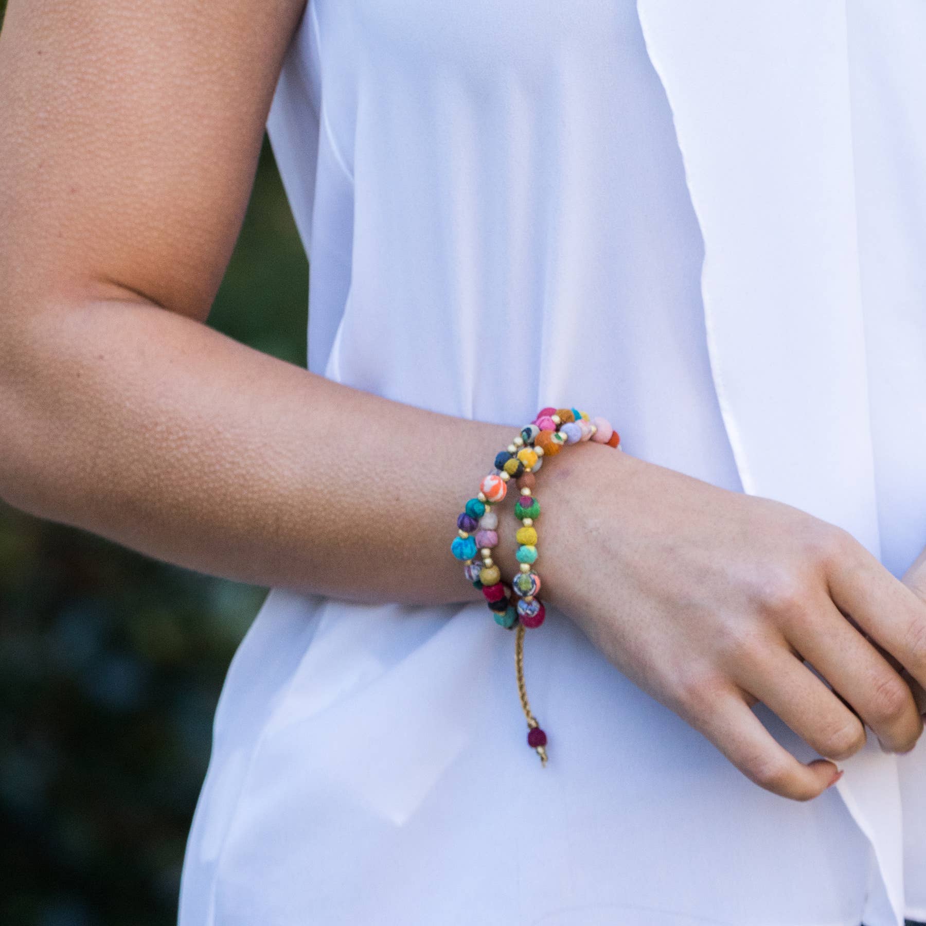 Aasha Kantha Triple Layer Gold Pull Tie Handcrafted Bracelet