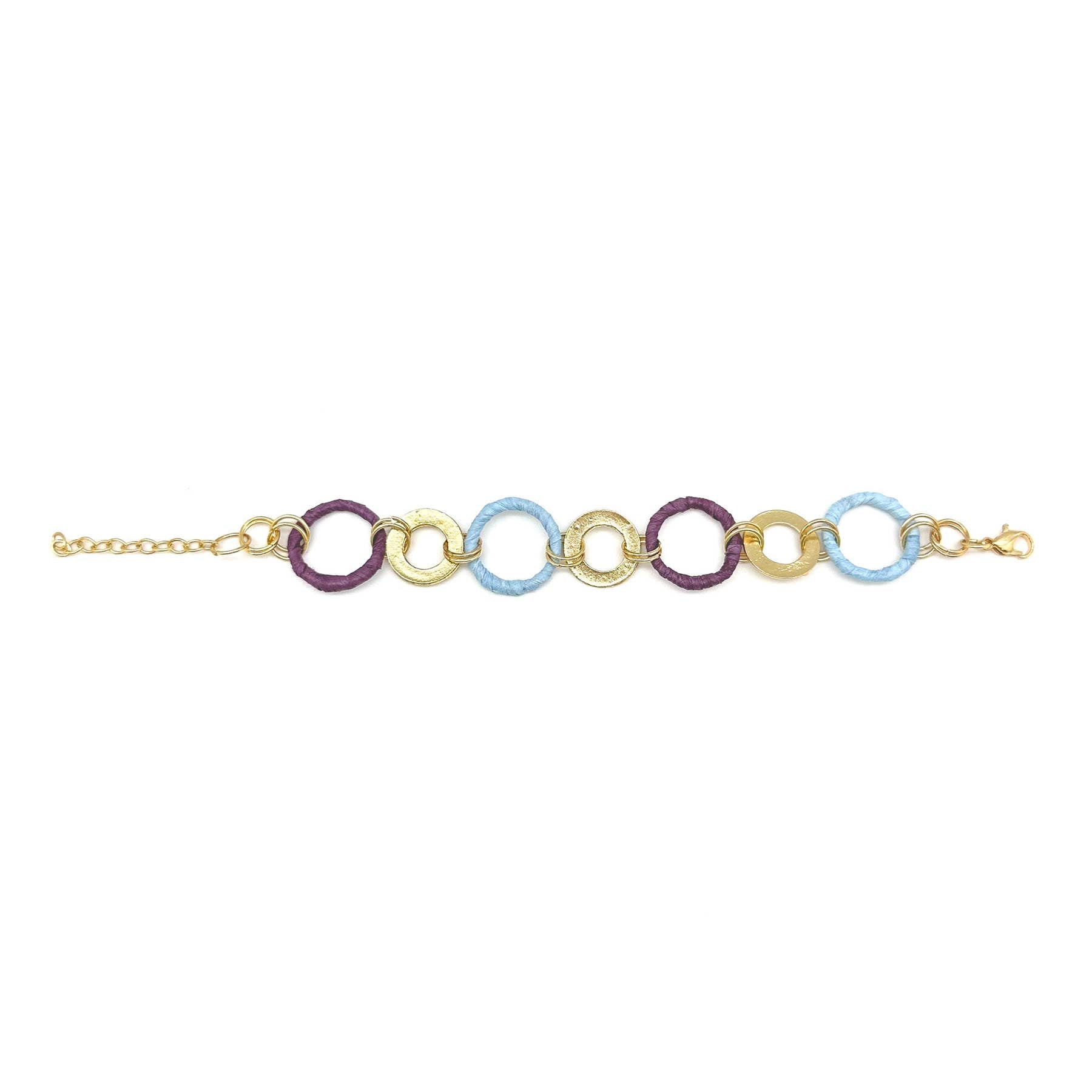 Sachi Raffia Rings Bracelet - Purple Large and Small Rings