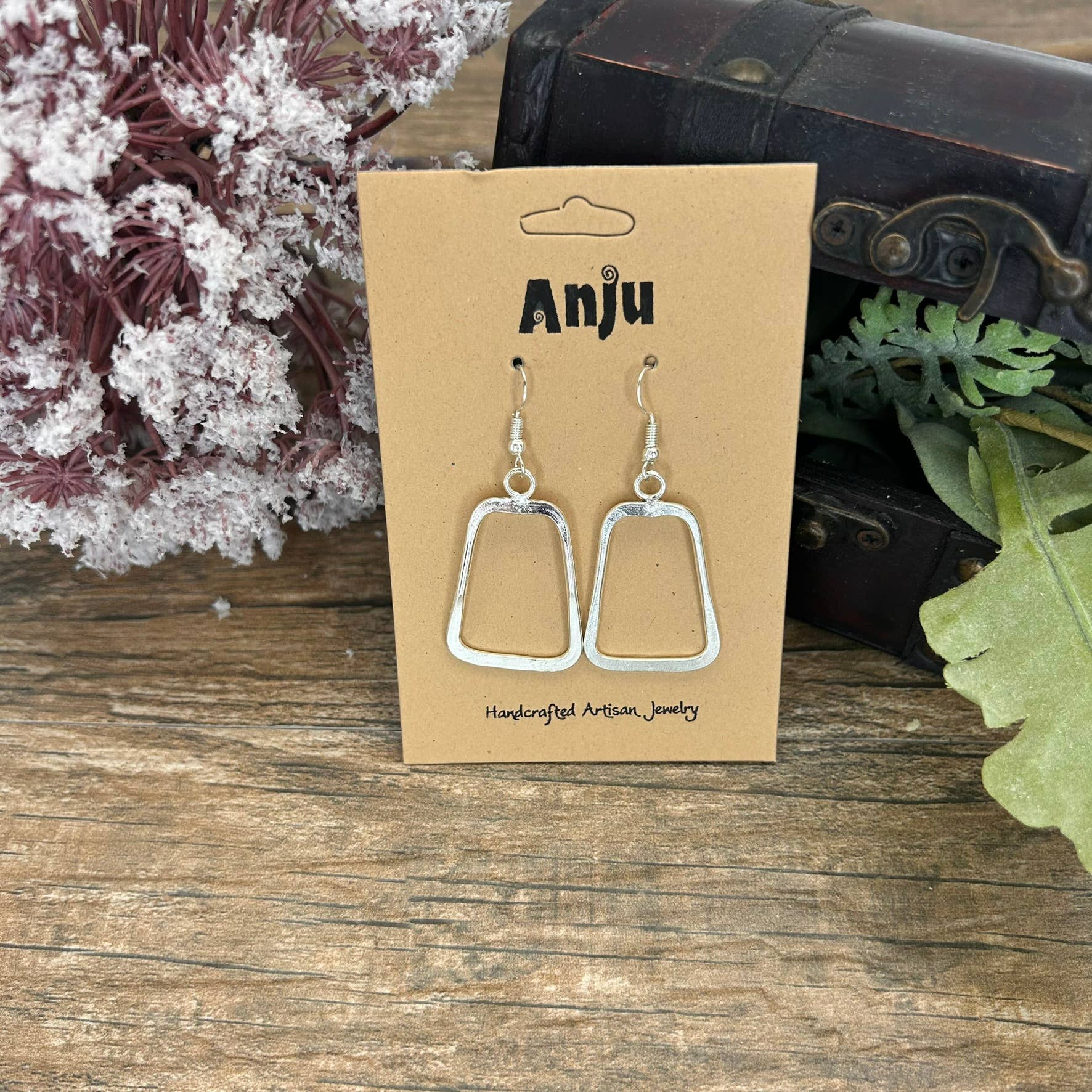 Silver Plated Earrings - Silver Trapezoid