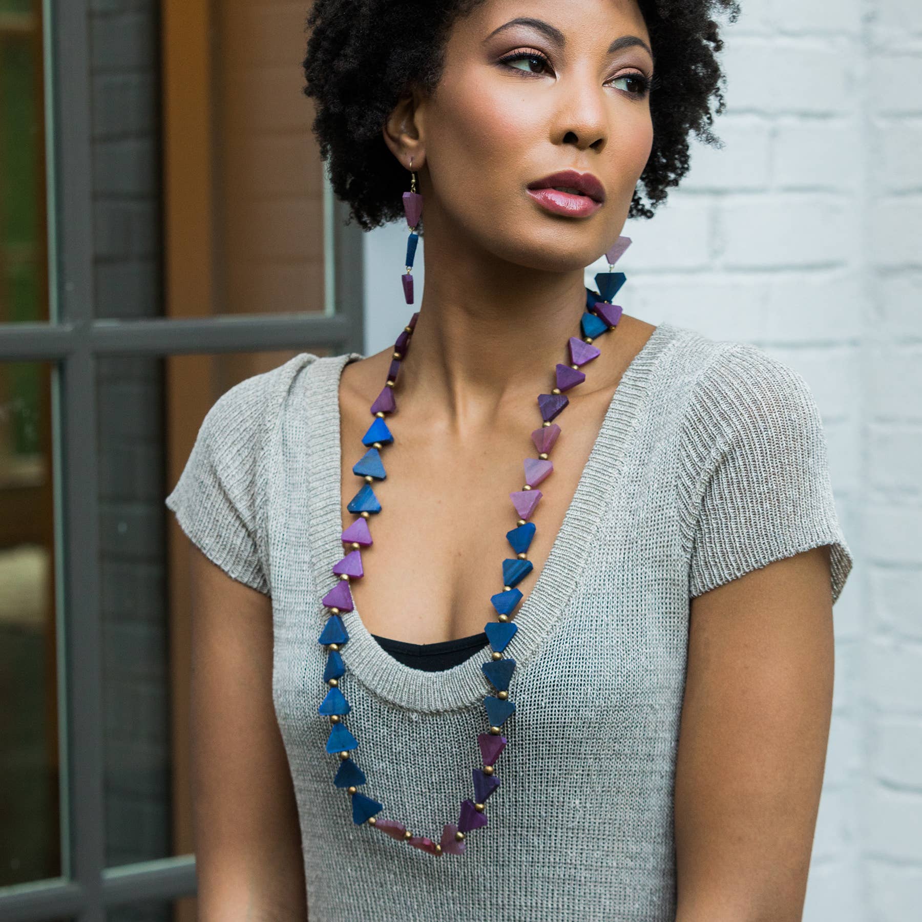 Omala Heliotrope Collection Necklace - Triangle Beads
