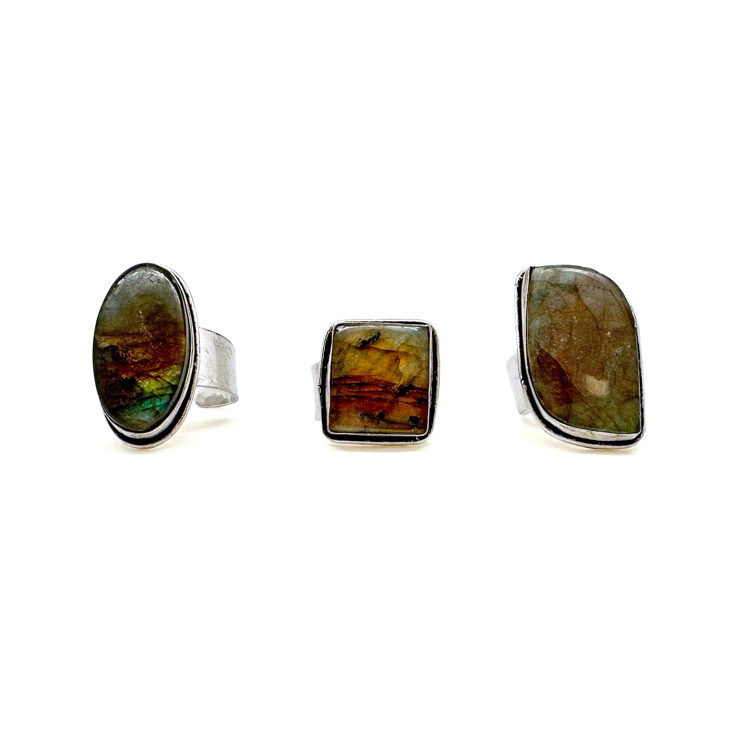 Handcrafted Kashi Semiprecious Stone Ring - Labradorite