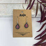 Handcrafted Semiprecious Small Stone Earrings - Rhodonite