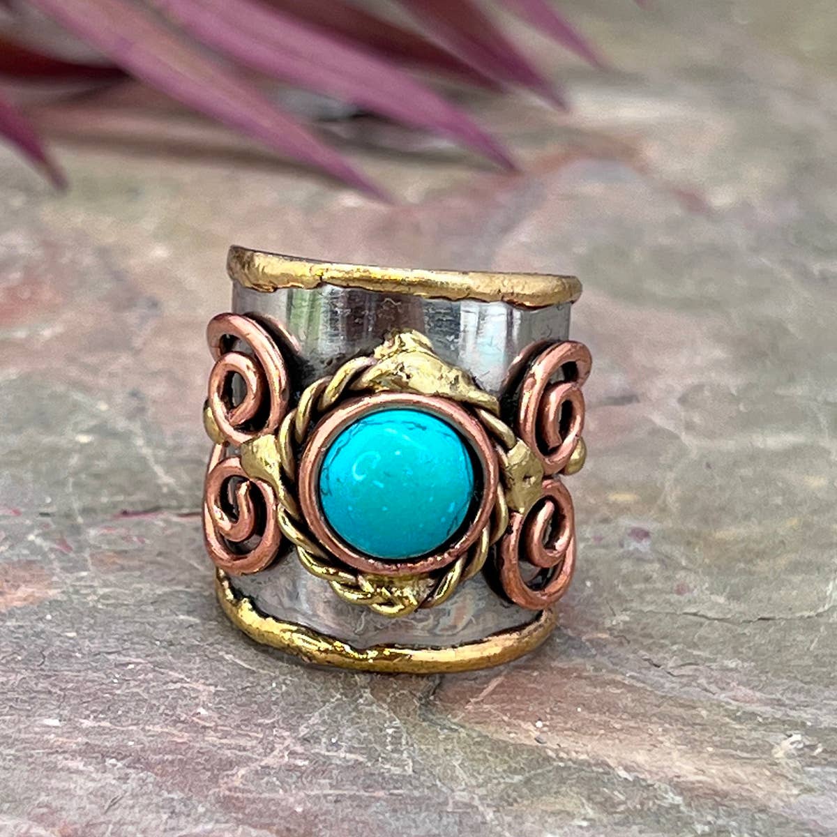 Mixed Metal Cuff Ring with Single Stone - Multiple Styles