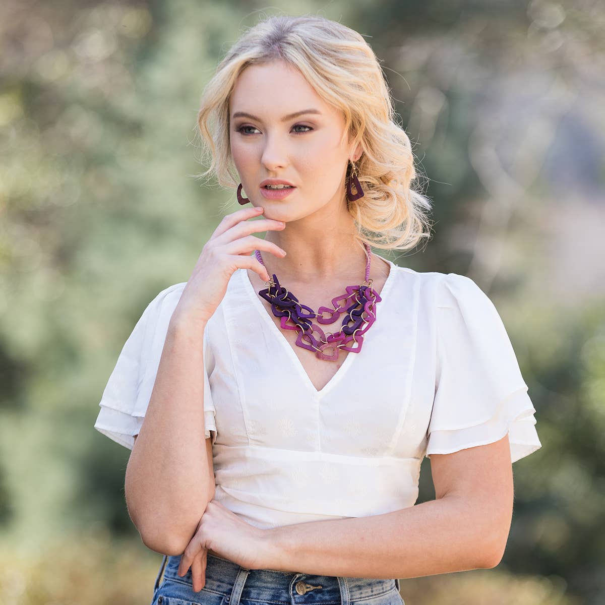 Omala Primrose and Plum Collection Necklace - Abstract Layer
